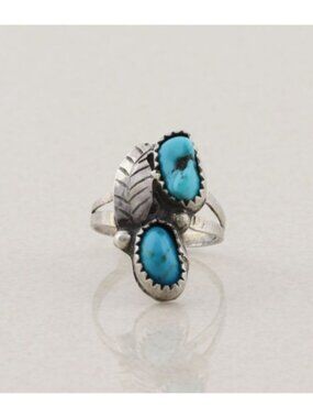 Sterling Silver Natural Turquoise Ring Size 5 3/4